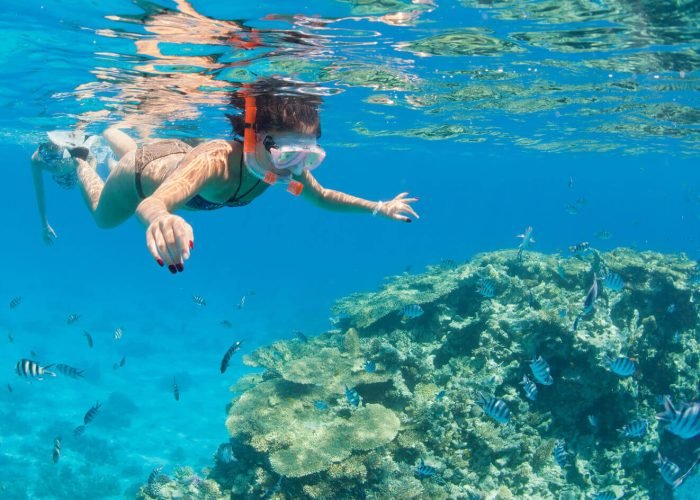 Magnifica Foto Di Una Bellissima Donna Che Fa Snorkeling A Sharm El Naqah